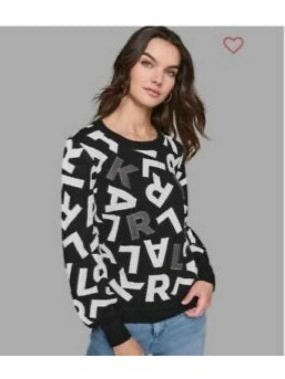 NWT Karl Lagerfeld Paris Black & White Typographic Print Sweater S